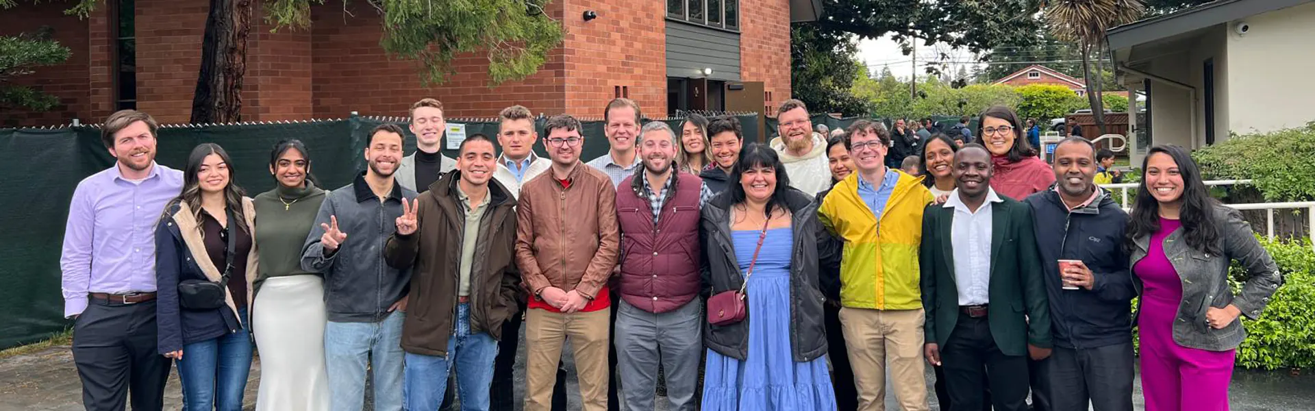 Young adults of St. Raymond gathered outside the church after Sunday Mass